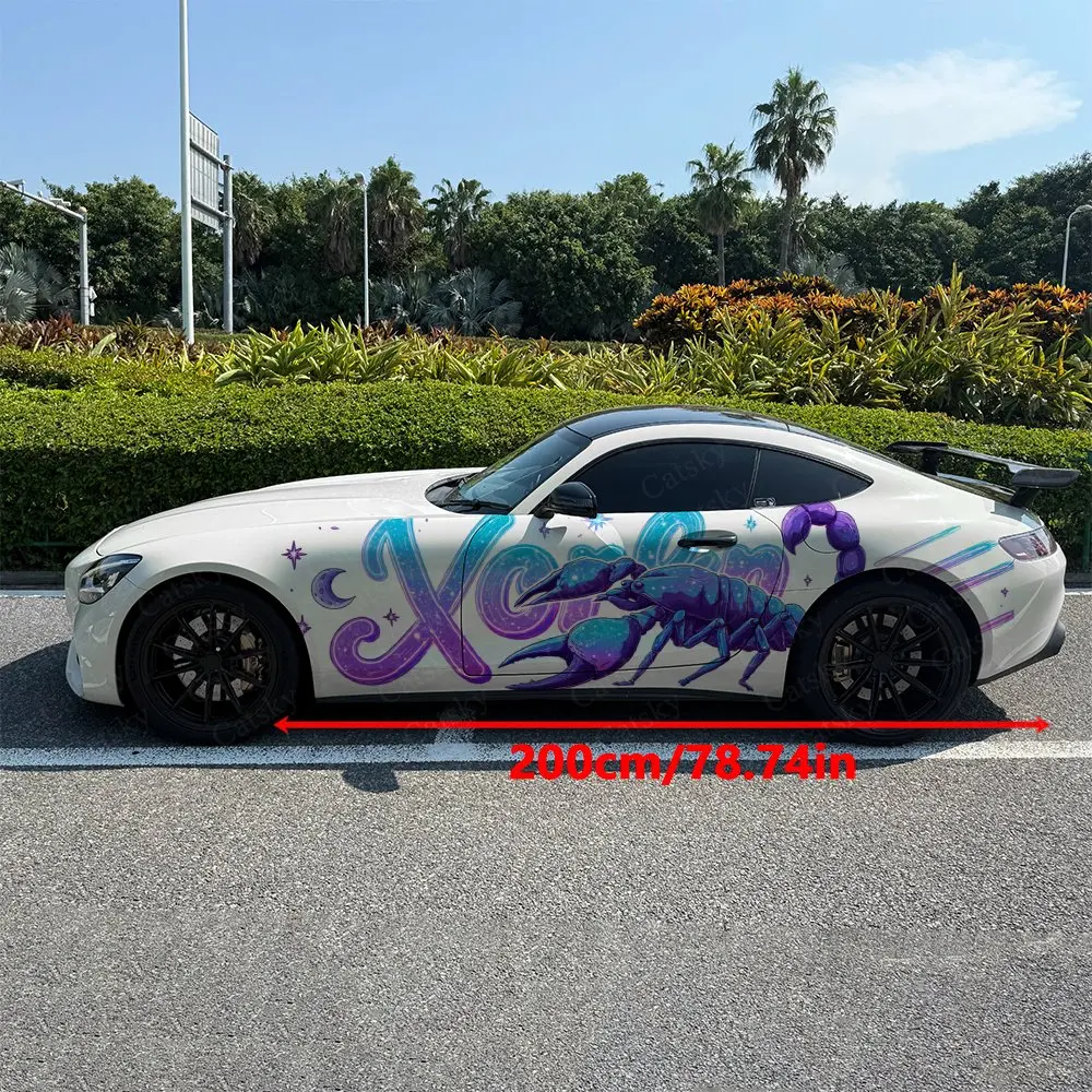 

Наклейки на боковые части автомобиля X Letter Blue Purple Venom Scorpion, самоклеящиеся, из ПВХ, водонепроницаемые и устойчивые к царапинам, аксессуар для автомобиля, подарок