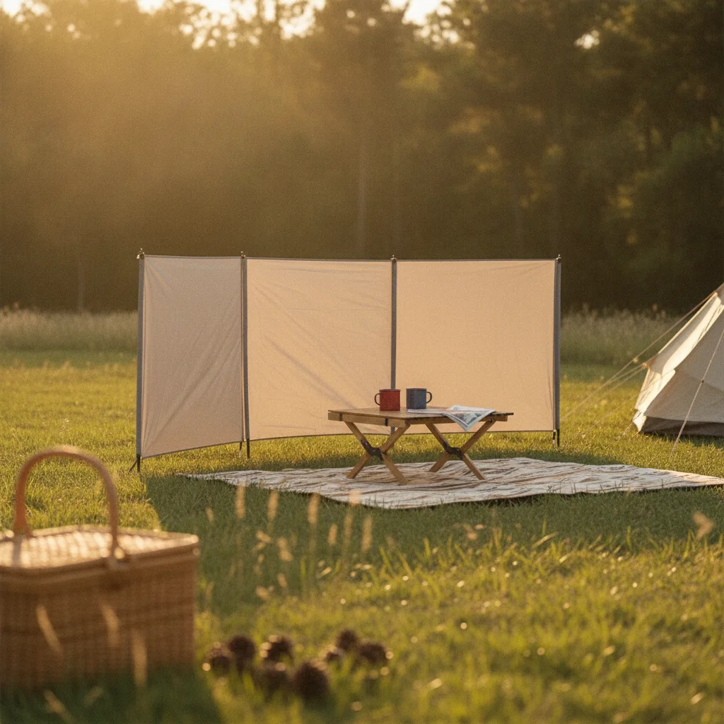 Camping Windbreak Portable Foldable Windbreak with Poles Outdoor Privacy Screen Lightweight Wind Barrier Compact for Campers
