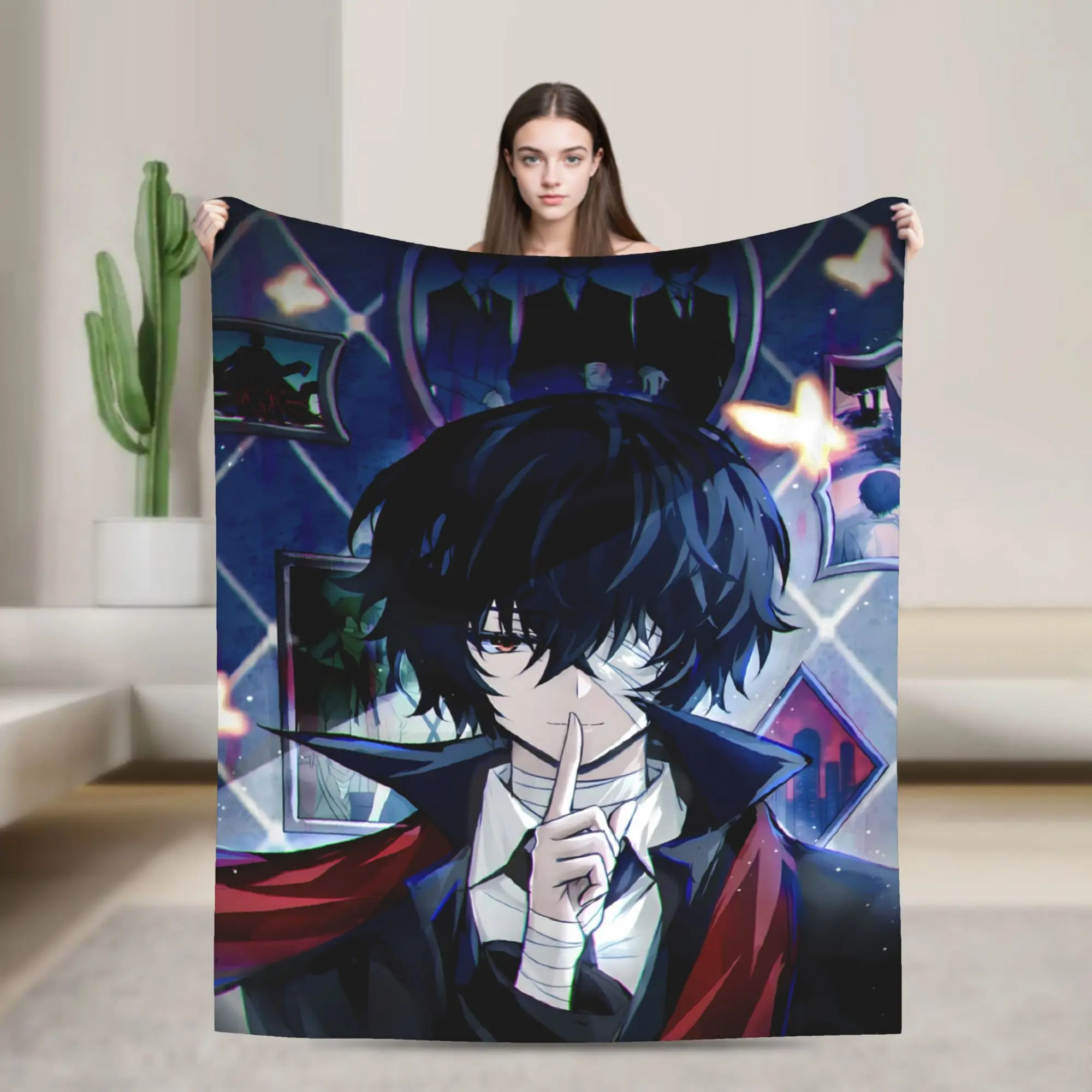 Dazai Bungo Stray Dogs Blanket  Camping Flannel Bedding Throws For Couch Chair Super Soft Design Quality Bedspread Gift