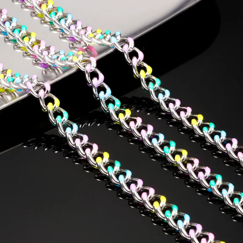 Stainless Steel Cuban Link Chains fit for DIY Jewelry Making Accessories Punk Bracelet Side Dropper Necklace Handmade Wholesale