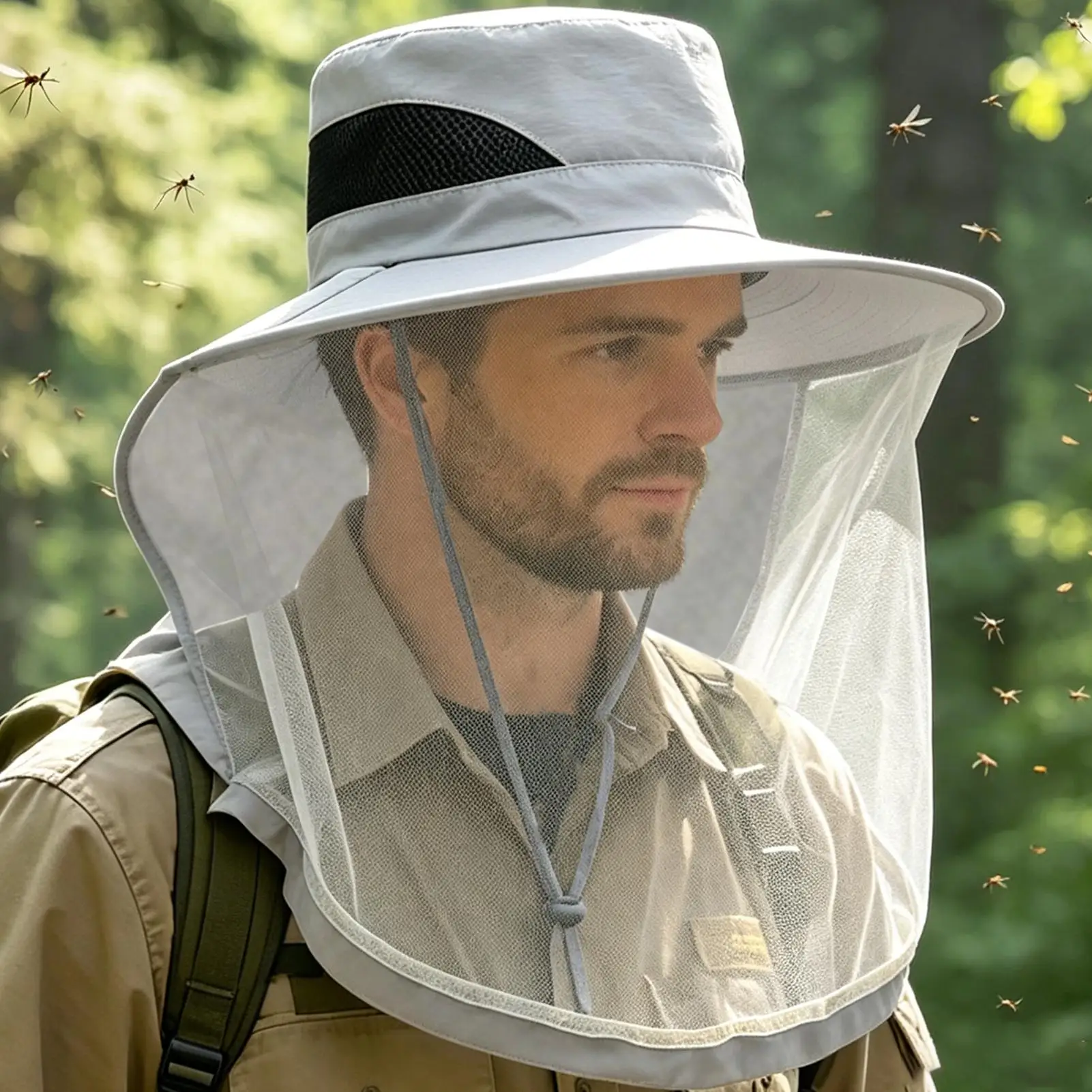 sun hat/mosquito repellent hat Fisherman's hat Sun Blocking Headgear with Mesh Face and Neck Cover UV-protective cycling sun hat