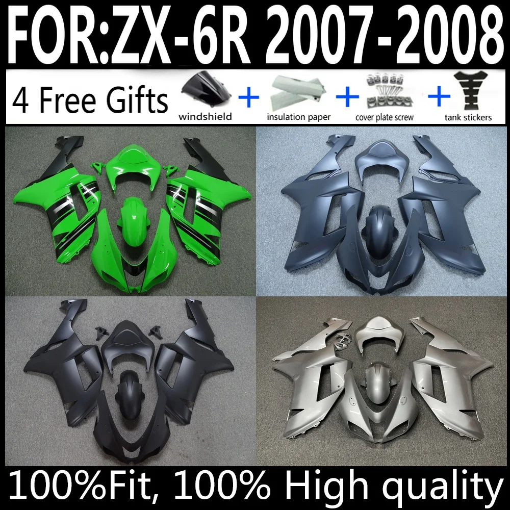 

Kawasaki ZX-6R 07 08 ZX6R 2007-2008 Motorcycle Fairings Kit ABS Plastic Body Work Cowlings Fairing Set Full Body Set