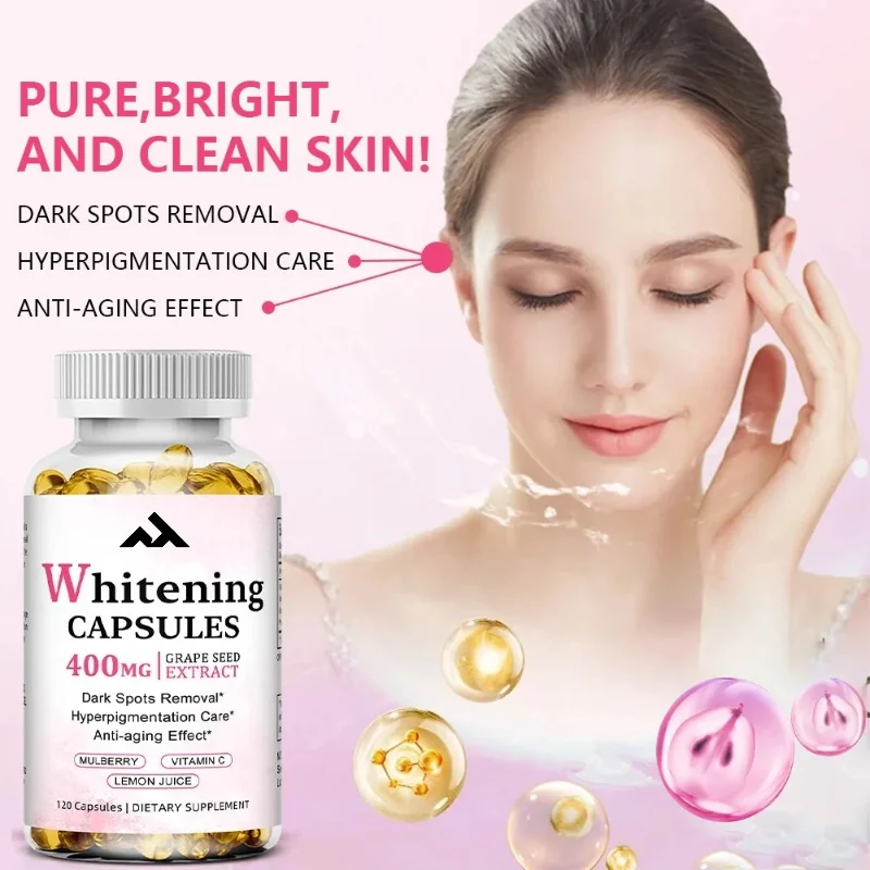 Whitening Capsules - Contains Vitamin C, Vitamin E, Grape Seed Extract and Proanthocyanidins - Anti-aging, Whitening, Hydrating