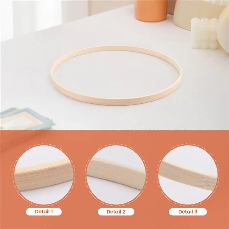 A69E6X Dream Bamboo Rings,Wooden Circle Round Catcher DIY Hoop For Flower Wreath House Plant Decor Hanging Basket 20.5Cm