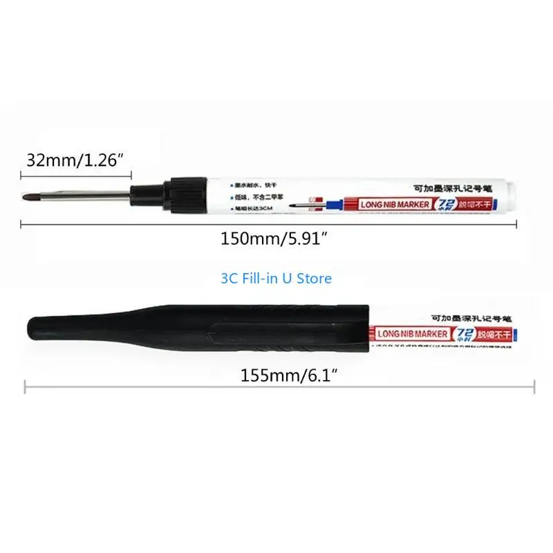 G8TA 4X Multi-Purpose Penanda Lubang dalam Pena 32mm Marker Jangkauan Deep tahan air 32mm penanda kayu untuk dekorasi