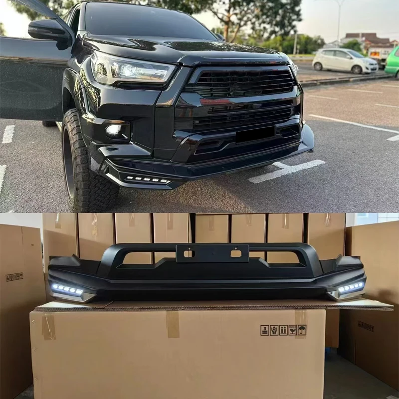 

For Hilux Bumper Replacement for Toyota Hilux Rocco 2021 2022 2023 2024 Front Bumper Lip Splitte Body Kit