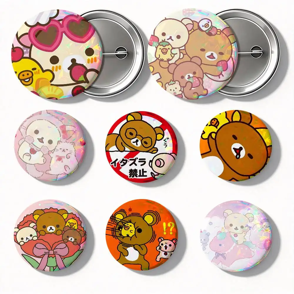 Cute Cartoon R-Rilakkuma Round Badge Lapel Pin Backpack Clothing Jewelry Accessories Gift Brooch