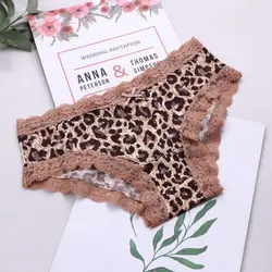 Culotte léopard sexy pour femme, sous-vêtement en dentelle, sans couture, string, lingerie