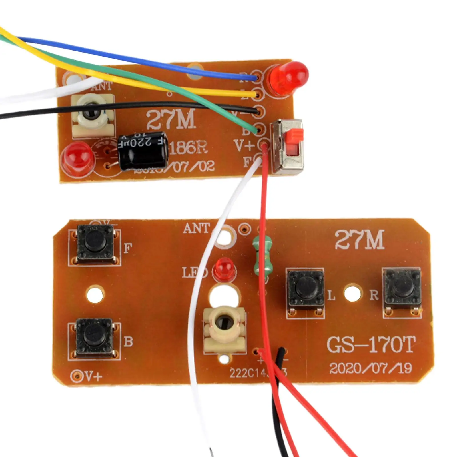 2 szt. Nadajnik-odbiornik moduł tablicy zestaw zdalnego sterowania 27MHz obwód PCB 4CH dla modeli samochodów ciężarowych Crawler RC DIY zmodyfikowany