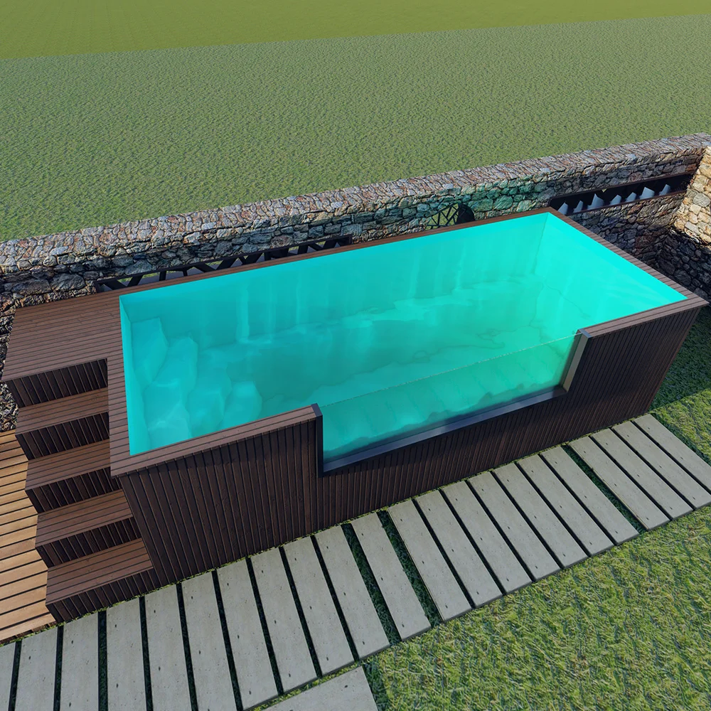 Affordable Container Swimming Pool Prefab Modular Container Swimming Pool Premium Wpc Wooden Outdoor Above Ground Pool