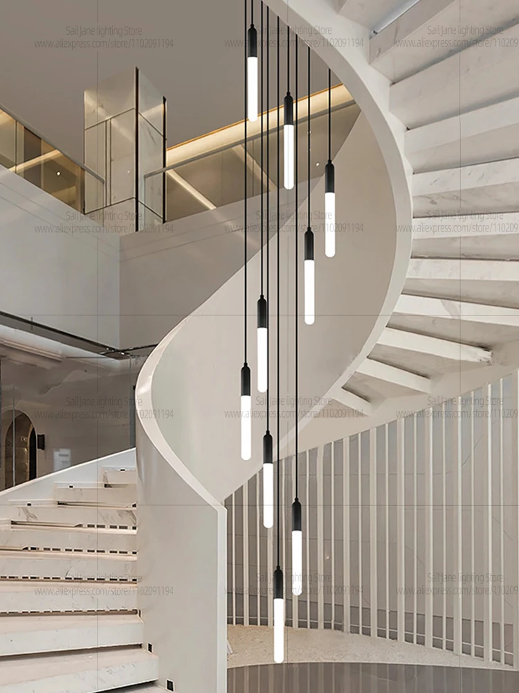 الحديثة الشمال نمط LED الثريا فيلا معلقة الفاخرة الدرج قلادة ضوء غرفة المعيشة ضوء السقف ضوء غرفة نوم المطبخ