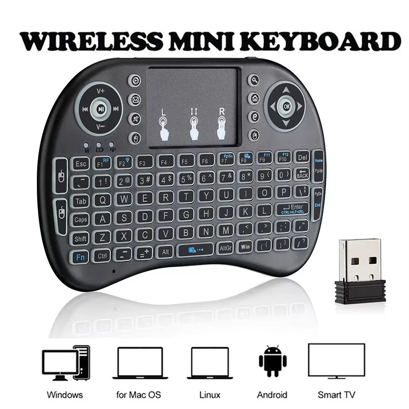 Mini Bluetooth Keyboard 2.4GHz No Backlit Air Mouse Touchpad Remote For Windows TV Box Laptops For Android Windows Media Player