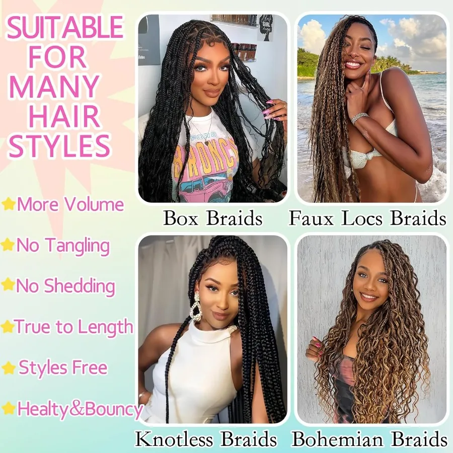 مزيج شعر تجديل الإنسان الاصطناعية بوهو الشعر للتضفير 16 بوصة 200 جرام بوهو الضفائر 4 حزم الرطب والمموج مجعد موجة عميقة السائبة B