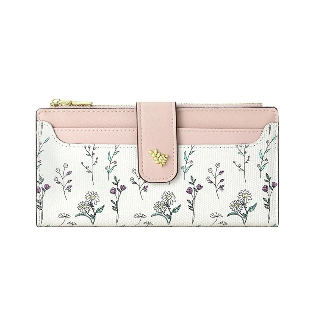 Simple Waterproof Long Folding Wallet Lightweight Handheld Money Purse Bag Zipper PU Leather Check Credit Card Bag Male