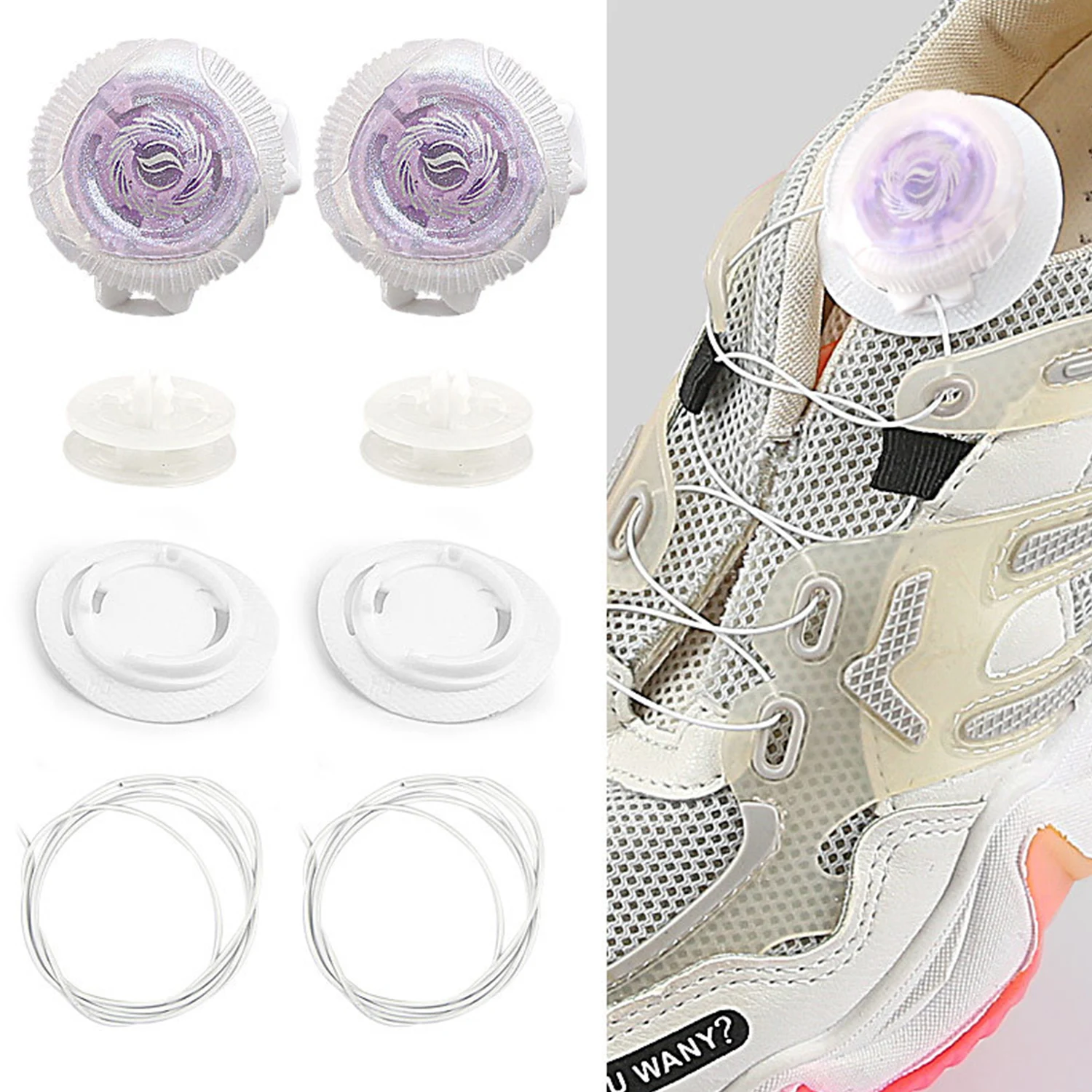 1 Set 2024 New Automatic Laces Sneakers Swivel Buckle Shoelaces Without Ties Adults Kids Lazy No Tie Shoe Laces Shoe Accessories