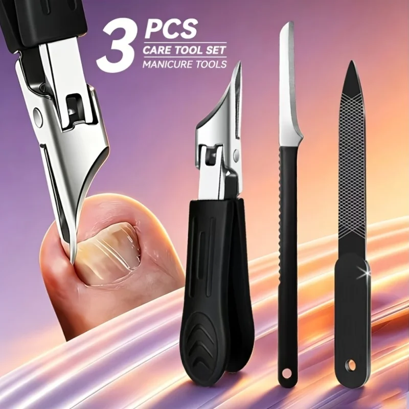 Heavy-Duty 1/3pc Complete Nail Care Kit with Stainless Clipper And Cuticle Tool, Solid Anti-Deformation Build, Practical Holiday