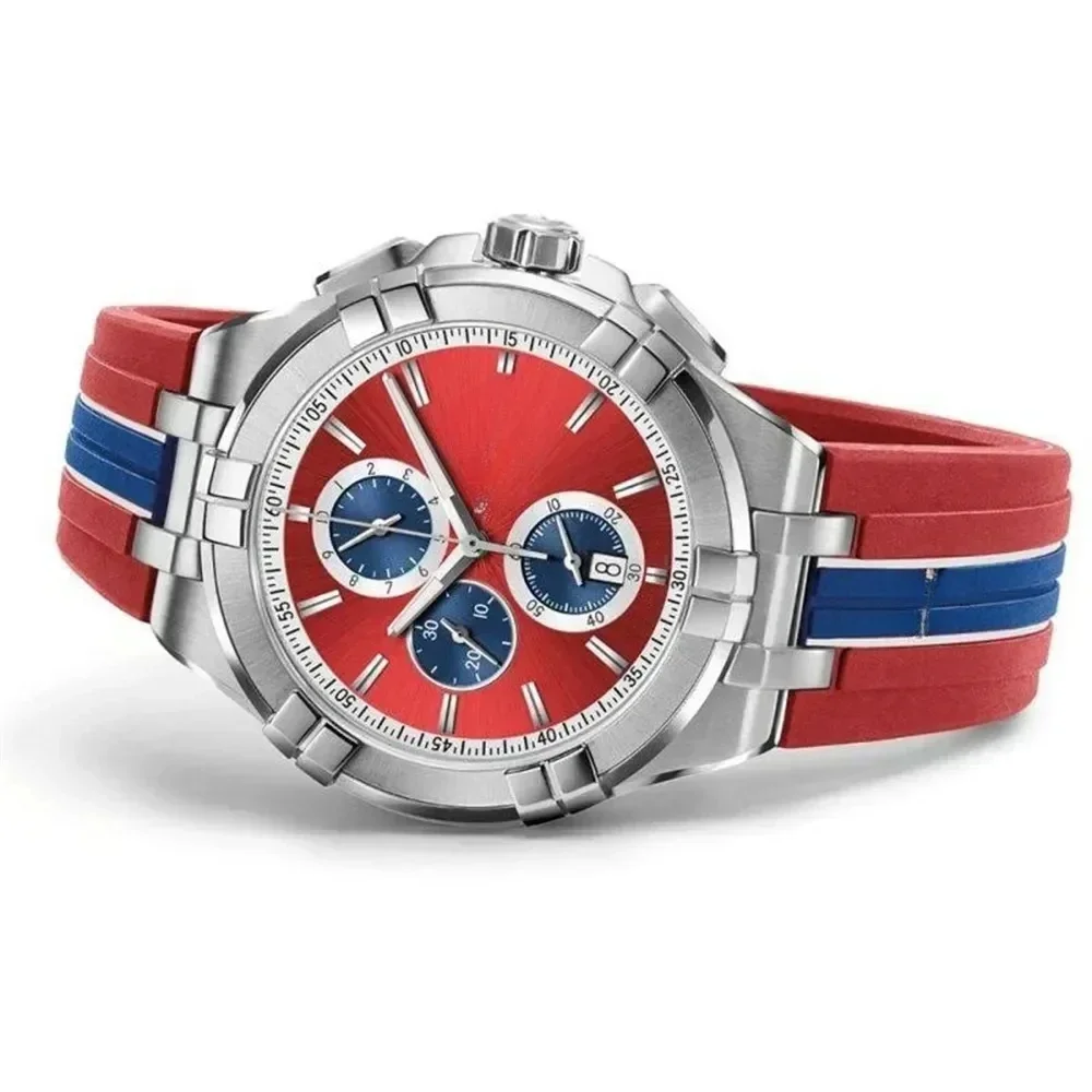 Men's Casual Multi-Function Quartz Watch Waterproof Six-Handed Stopwatch Rubber Strap Brand Origin Fashion Accessory