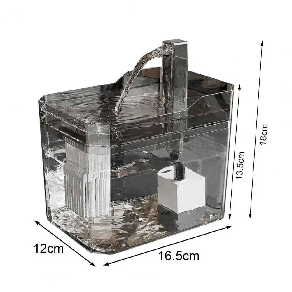 1.5L 16.5*18cm Transparent Pet Water Fountain Automatic Cat Drinking Dispenser With 3 Filter Sponge Electric Pet Drink Bowls