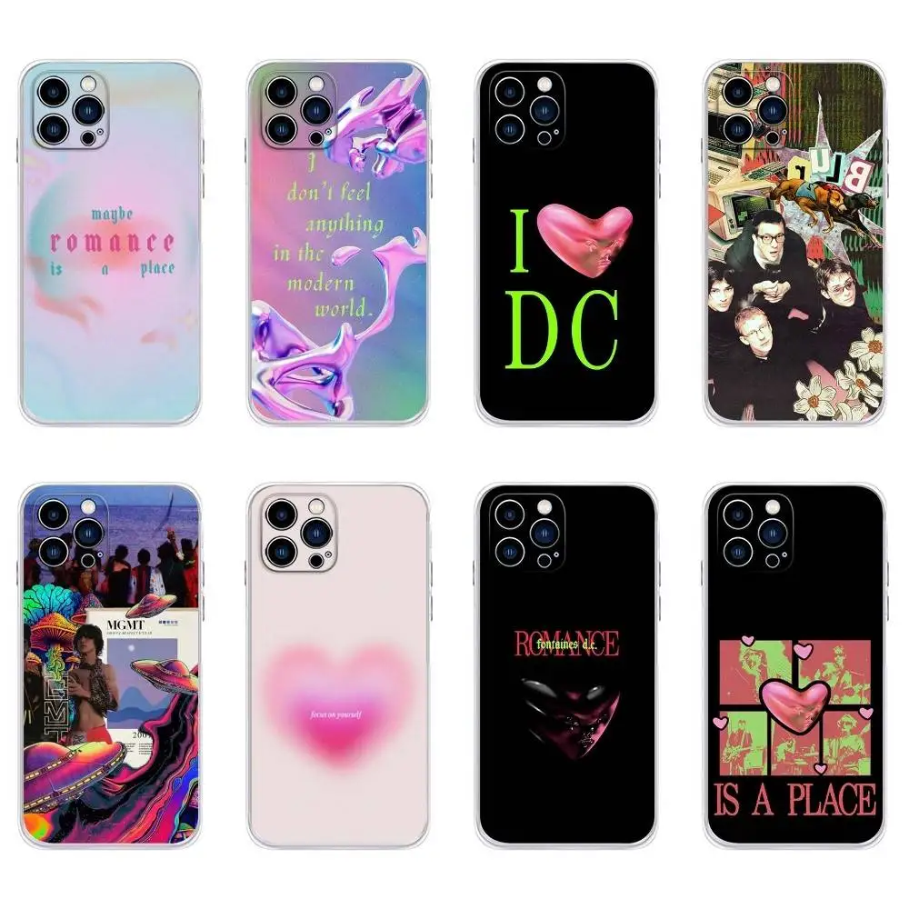 

Fontaines DC Romance Phone Case For iPhone 16,15,14,13,12,11 Plus,Pro,Max,XR,XS,Plus,E,Mini Transparent Soft Cover
