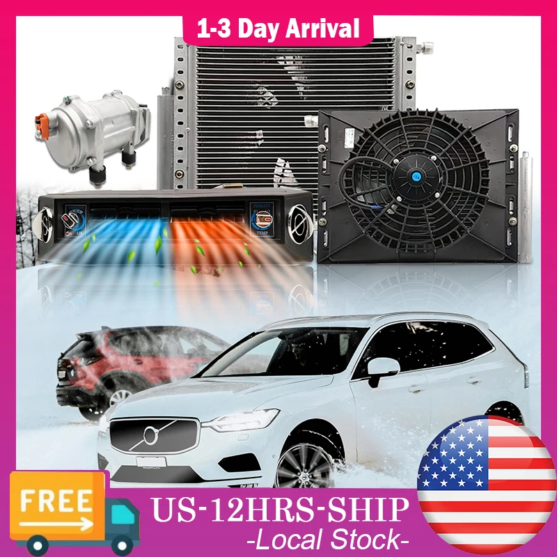 Treeligo 2025Universal 12V/24V Air Conditioner Underdash Electric Heat&Cool AC Unit fit Car Automotive SUV Truck Camper Van Boat