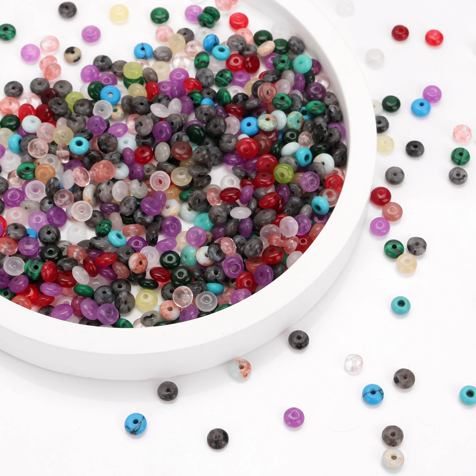 Natural Stone Rondelle Jade Quartz Howlite Mineral Loose Spacer Abacus Beads for Jewelry Making DIY Bracelets Necklace 2x4mm ﻿