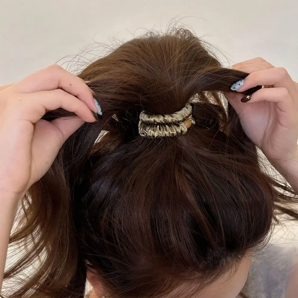 12pcs/box Boxed Silk Hair Rope Set High Elasticity Solid Color Satin Rubber Band Hair Ring Ponytail Holder Basic Hair Tie Girl