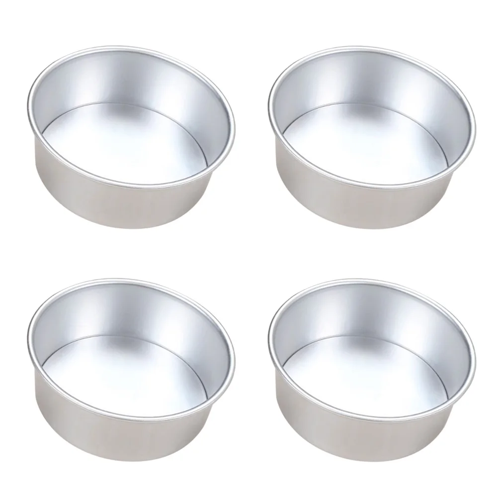 

4pcs Cake Baking Mold Round Pie Pan Dish Bakeware Nonstick Mini Alumium Alloy Removable Bottom Easy Demold Cookies Fruits