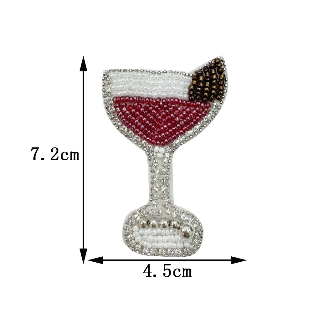 

Juice Cup,Cocktail Cup,Champagne Glass,Beaded Rhinestones Brooch Sewing Appliques Patches interesting Fashion Decor For Clothing