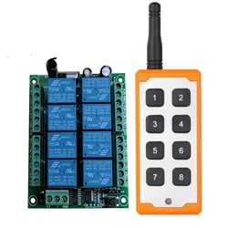 433 MHz DC 12V 24V 8 CH Channels 8CH RF Wireless Remote Control Switch Remote Control System Receiver Transmitter 8CH Relay