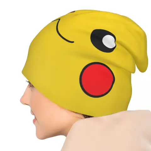 Mössa Pikachu Herr Dam Tunn Mössa Japansk Tecknad Anime Pokemon Höst Vår Varm Mössa Hiphop Skullies Mössor Kepsar 6 best sales motorhuv pikachu - №4