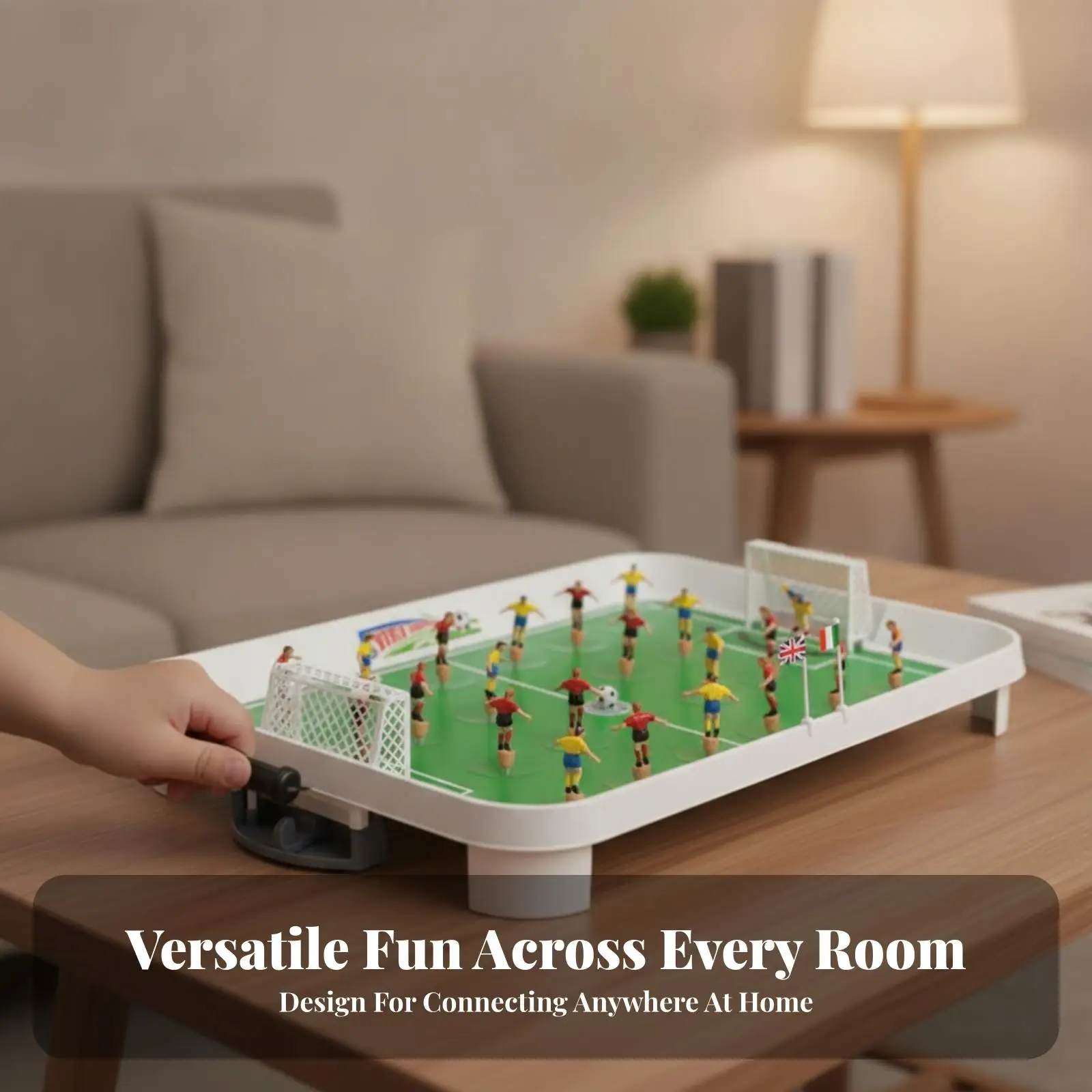 Fast-Paced Tabletop Soccer Game | Movable Goalkeeper Rods, Compact Rectangular Field, Soccer Game with figures, for Playroom