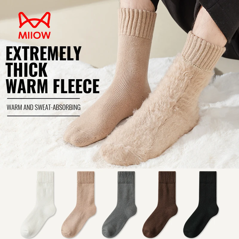 miiow-サブゼロ冬用サーマルソックス男性用肥厚フリーステリークルーソックス耐寒性雪床靴下暖かい加熱ぬいぐるみ靴下