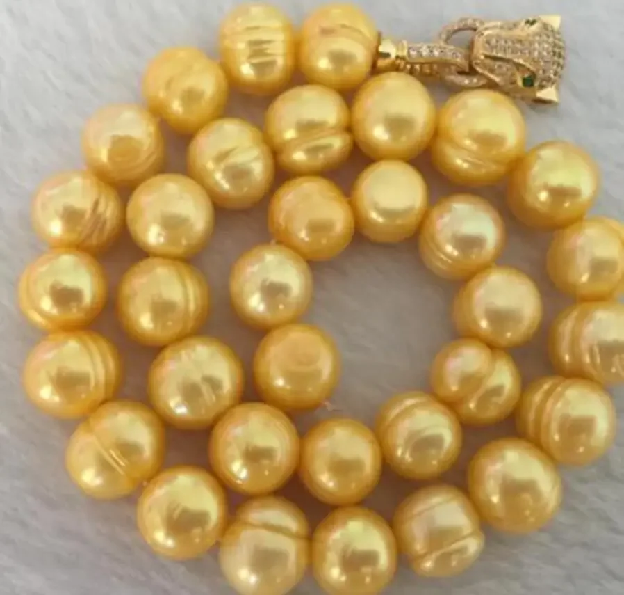 

Fashion jewelry gorgeous 10-11mm south sea baroque gold pearl necklace 18inch