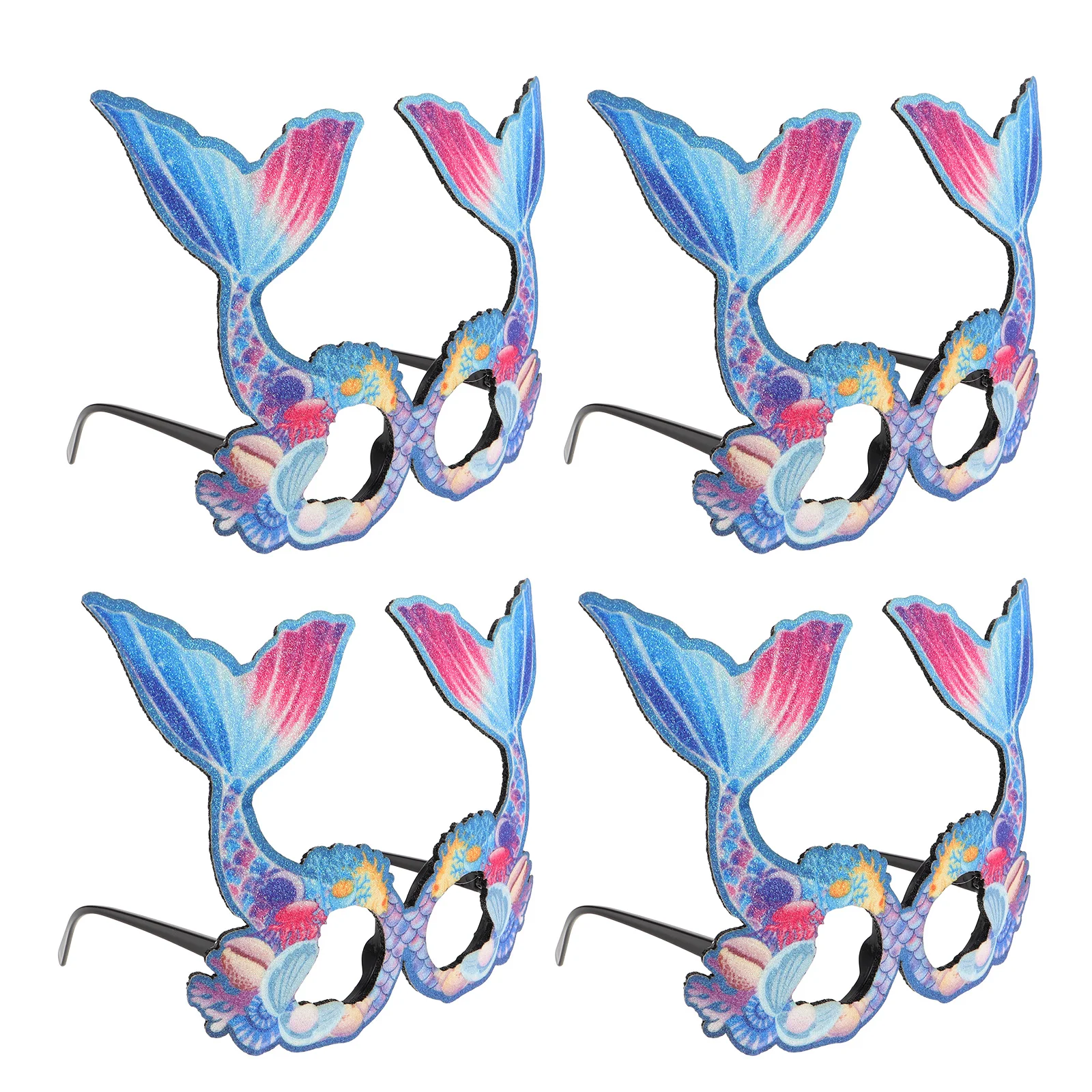 

4Pcs Mermaid Party Glasses Tropical Beach Sunglasses Ocean Theme Photo Booth Props Hawaiian Summer Party Favors Decorations