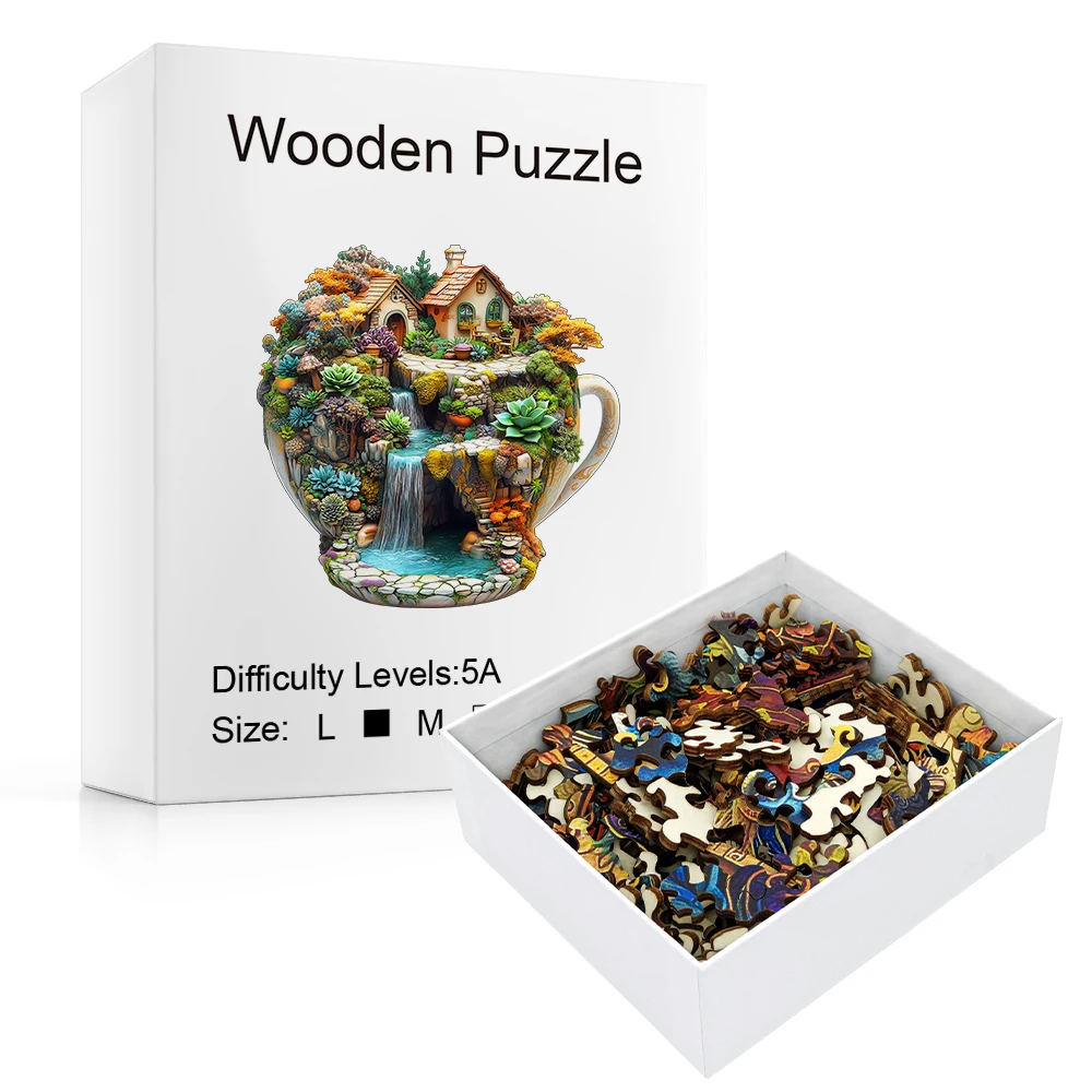 The Best Puzzle Gift for Children with a Uniquely Shaped Dreamy Tea Cup Garden Wooden Puzzle