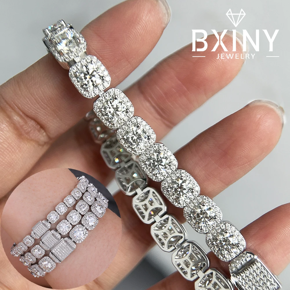 

BXINY Luxury Full Moissanite Bracelets S925 Silver GRA Certified Lab Diamond Hand Chain for Women Men Wedding Fine Jewelry Gifts