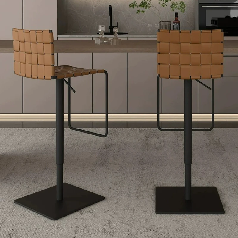 Nordic Mid-Century Elegant Bar Chair Lightweight Metal High Stools Swivel Luxury Bar Chair Relaxing Taburete Alto Furniture