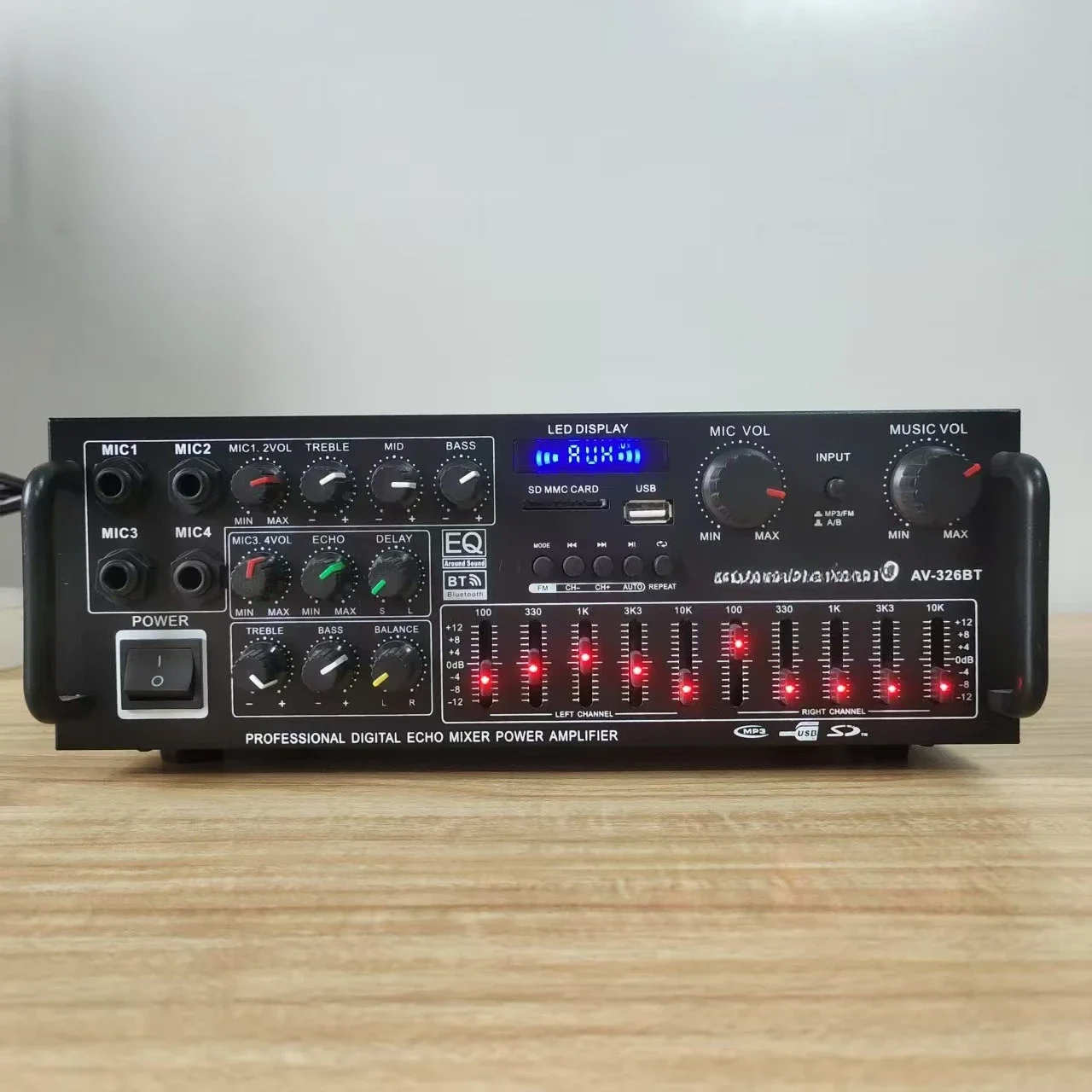 Good High-power Household Power Amplifier 12V/220V Bluetooth EQ Equalizer Car Outdoor Karaoke Dual-purpose Power Amplifier - view 5