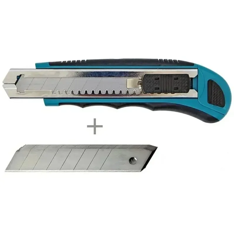 MAKITA ‎D-65713 18mm Slide Lock Snap Off Knife Total 8 Blades Retractable Extra Blades Comfortable Rubber Handle Knife