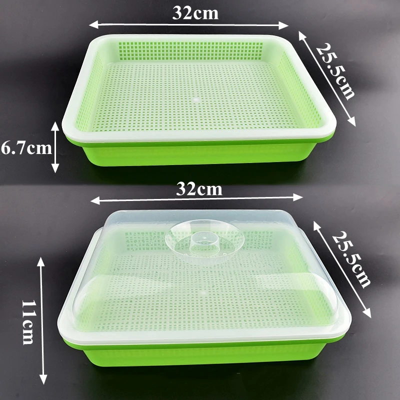 Beans Hydroponic Sprouter Tray Food Grade PP Veg Seeding Pot  Garden Household Plants Germination Tray Nursery With Lid Kits