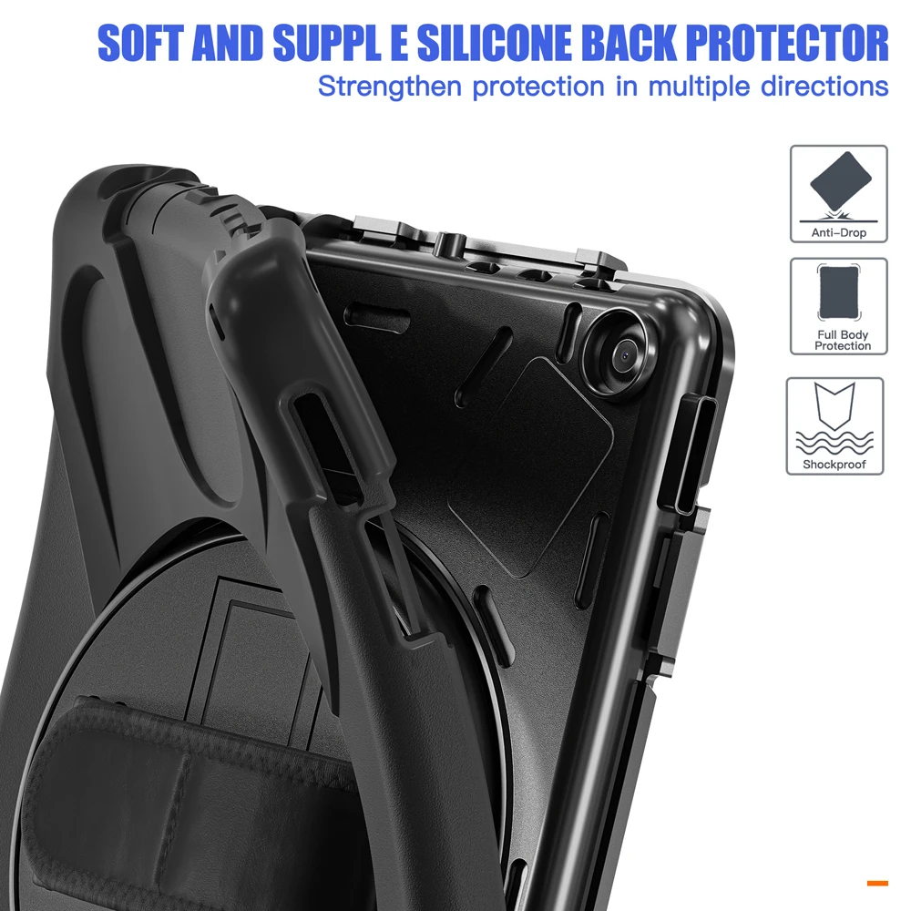 

Tablet Cases For A mazon Kindle Fire HD 10 Fire10 HD10 13th 2023 Case Cover Fundas PC Stand Rotating Hand Strap Silicone Shell