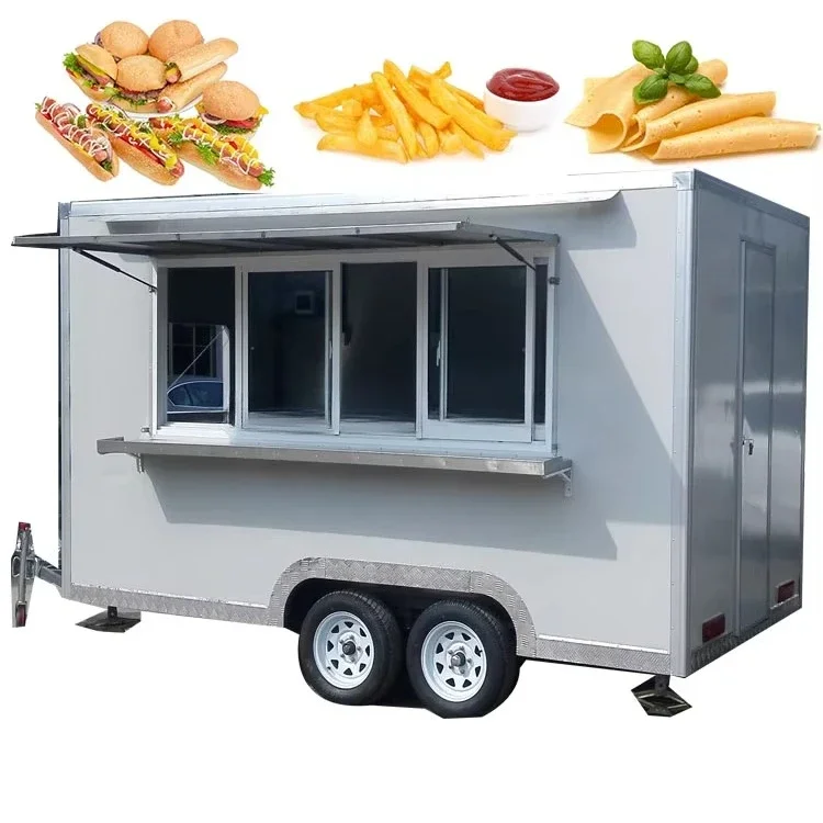 Mobile Catering Serving Cart With Surround Guard Rail Avoid Goods Slipping For Outdoor Fair Temporary Food Service Booth