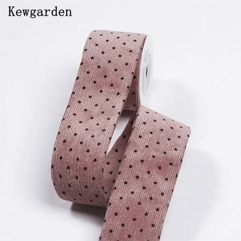 

Kewgarden DIY бантик для волос, швейные аксессуары, ленты ручной работы, 38 мм, 25 мм, 1 "1,5 дюйма, вельветовые ленты в полоску с принтом в горошек, 20 ярдов