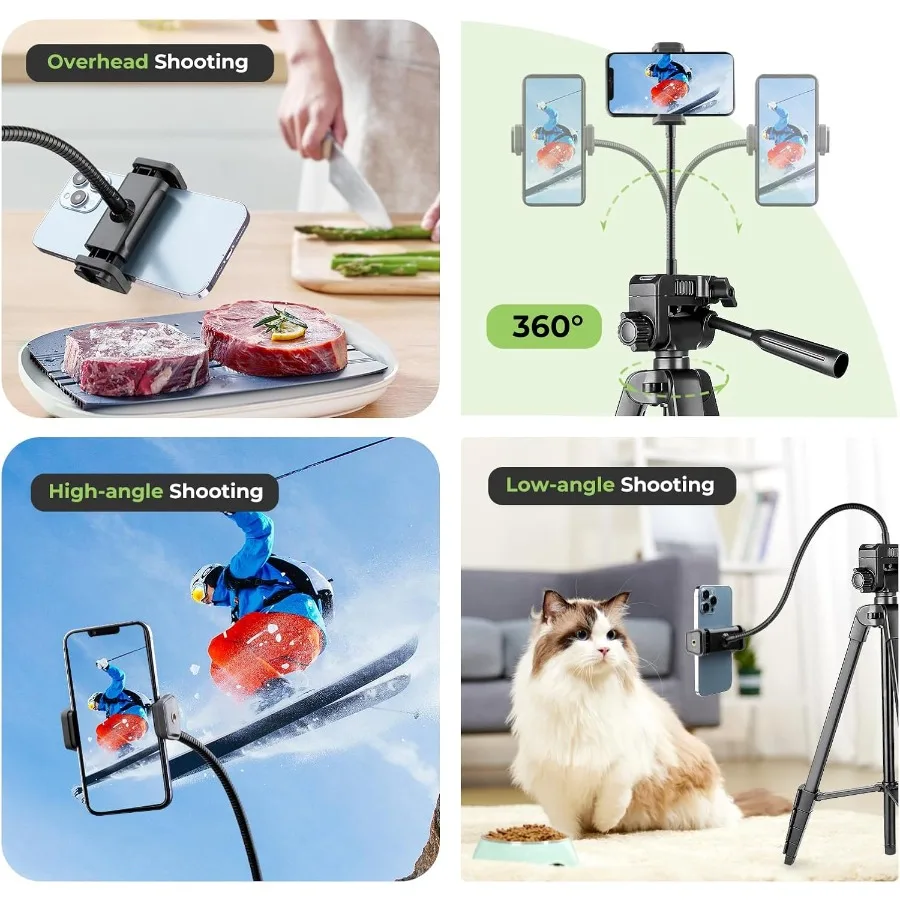 Trípode para teléfono 82 para iPhone con cuello de cisne Flexible, control remoto inalámbrico y soporte para teléfono, trípode extensible para cámara S