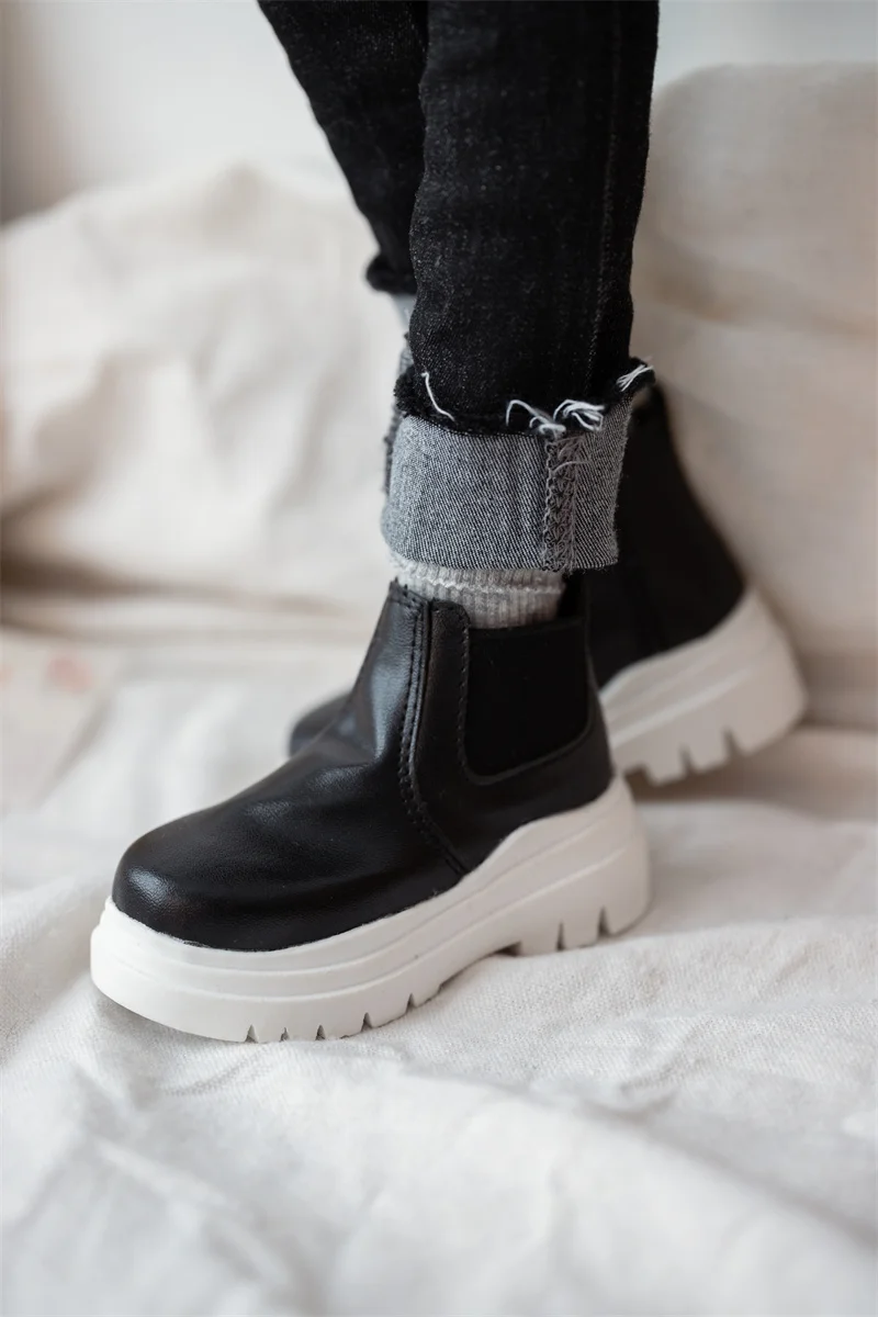 MSD 1/4 68cm Round Toe Thick Soft-soled Leather Ankle Boots Spot Inventory Black Unisex Toys Gift BJD Shoes BJD Doll Accessories