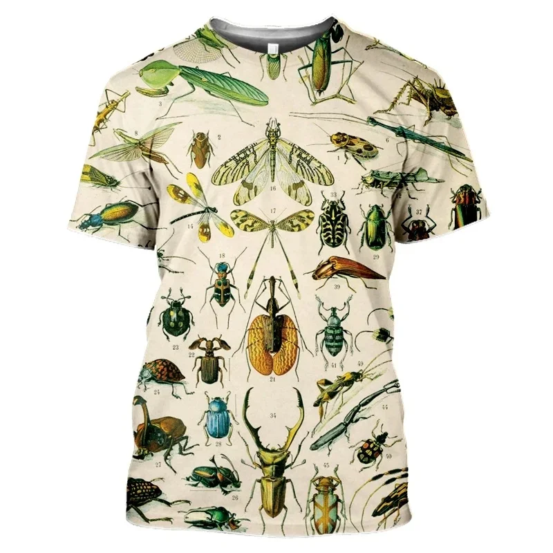 3D Printed Insect T Shirt For Men Butterfly Pattern Tees Summer Personality Loose Short Sleeve Tops Unisex Round Neck T-Shirts