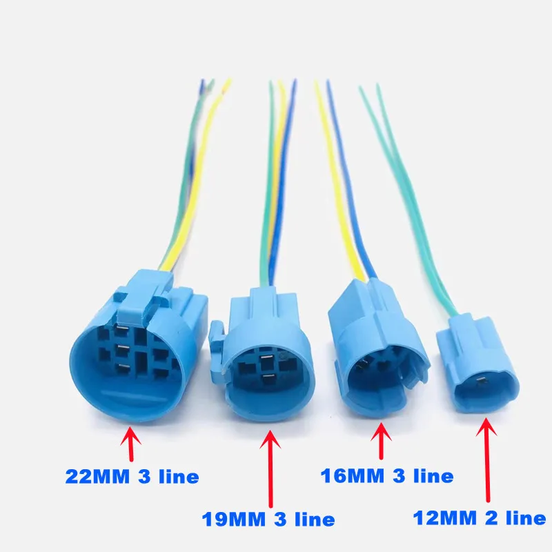 Connector with wire 12/16/19/22MM metal button switch tail wire socket wire length 150MM 2345 wire