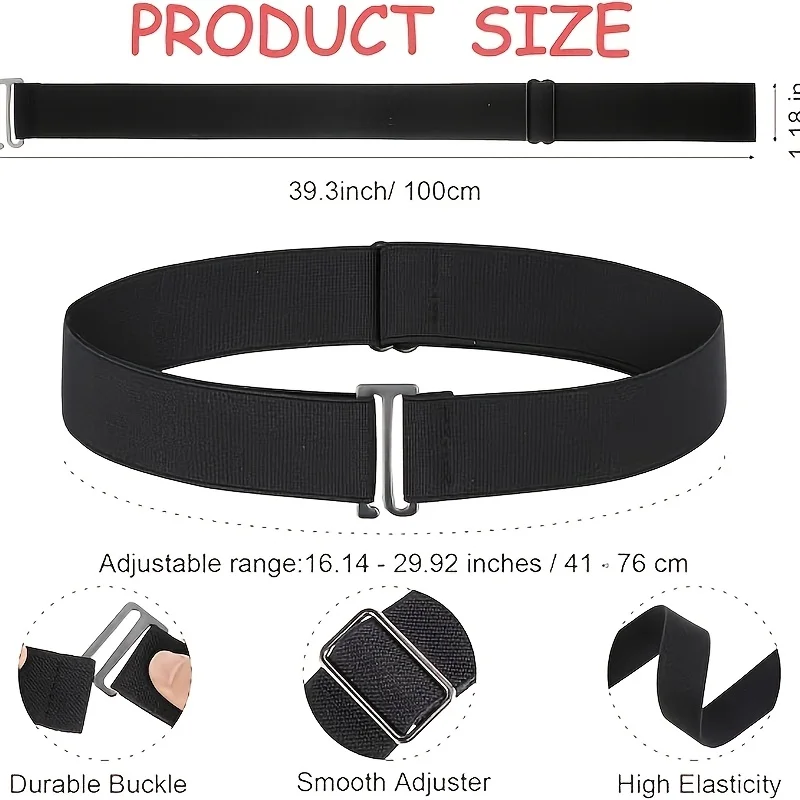 1/3pcs Invisible Elastic Waistband Suitable for Men Women Invisible Belt with Flat Buckle Jeans Pant Dress Adjustable Waist Belt