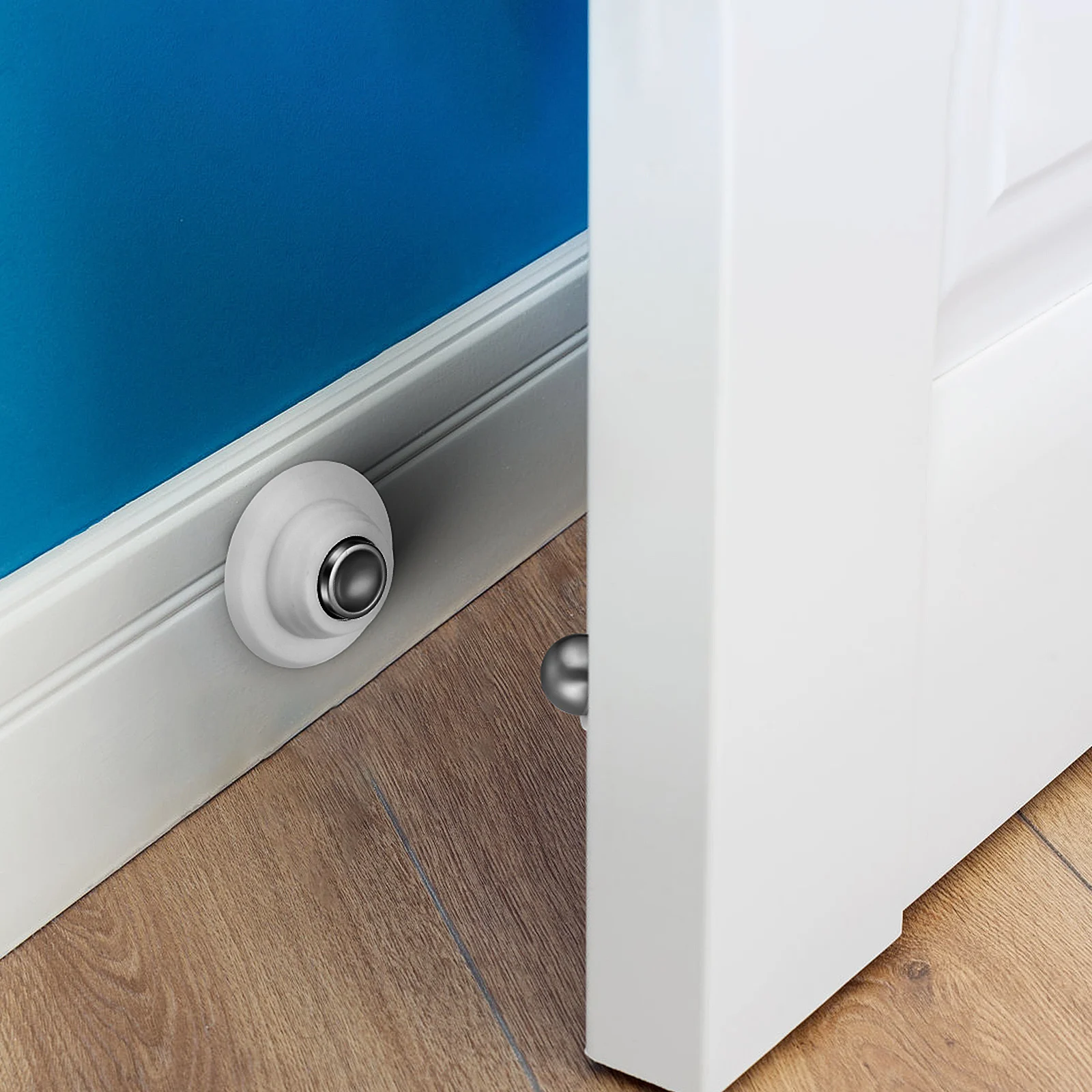 

2 Sets Door Suction Bumper White Stoppers No Drilling Magnetic Holder Open Strong Bottom Rv Apartment Wall Mount Security Door
