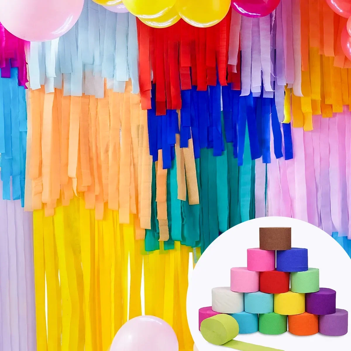 1roll 4.5cm*25 meters Crepe Paper Streamers Tissue Paper Roll Flower Craft Making Birthday Wedding Party Backdrop DIY Decoration